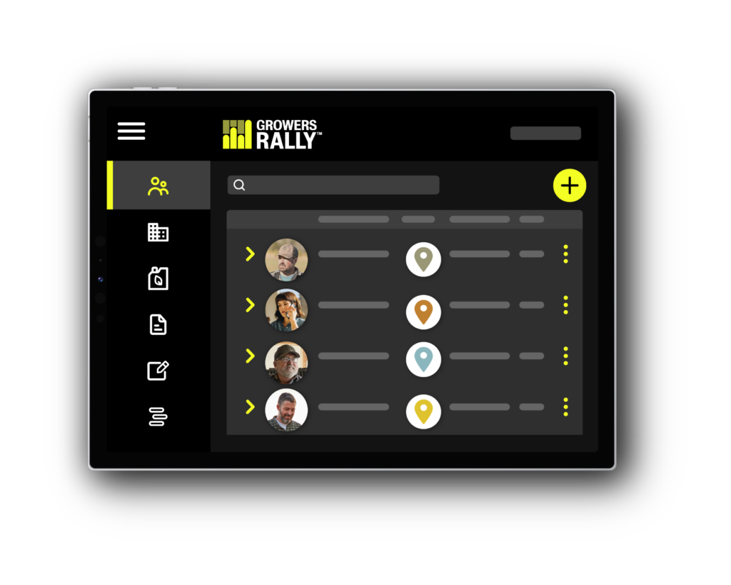 GROWERS Rally iPad app interface